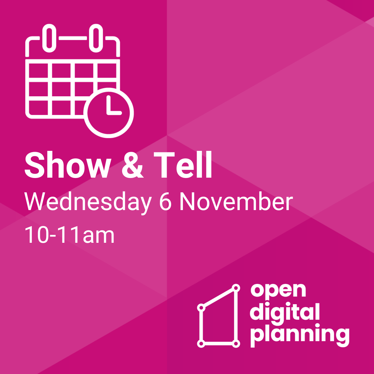 Show & Tell, Wednesday 6 November, 10-11am