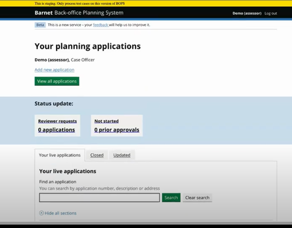 Back Office Planning System (BOPS) screen shot 