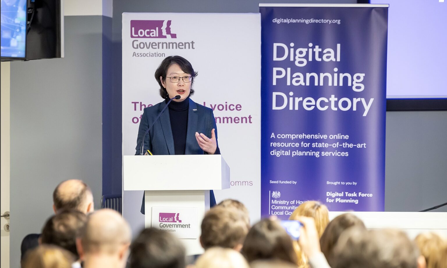 Dr Wei Yang OBE, CEO of the Digital Task Force for Planning speaking at the launch event