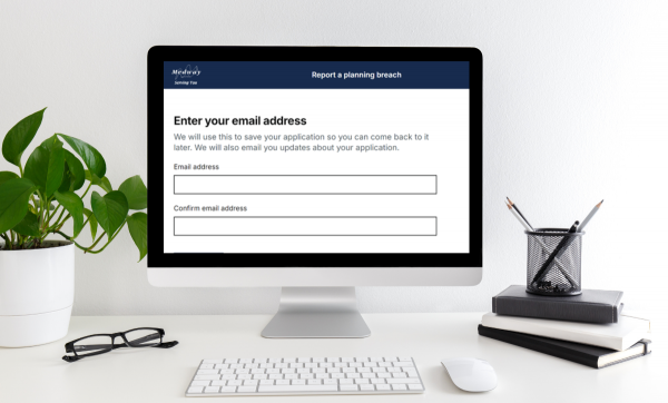 Computer screen showing Medway Council's report a breach web page